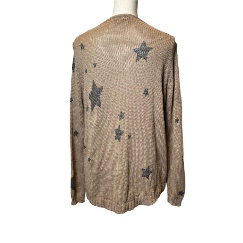Wooden Ships Knit Sweater Natural‎ Tan Metallic Black Stars Oversized S/M - Picture 4 of 10